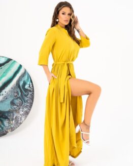 Фото вещи ISSA Plus Платье макси (14013_mustard) Женское, цвет - Горчичный, материал - Полиэстер