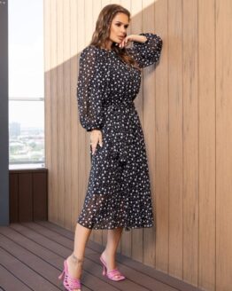Фото вещи ISSA Plus Платье миди (14108_black) Женское, цвет - Чёрный, материал - Полиэстер