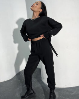 Фото вещи Jadone Fashion Брюки повседневные (Bryuky_Gerbi_chorn) Женское цвет - Чёрный материал - Флис