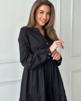 Фото вещи ISSA Plus Платье миди (SA-455_black) Женское, цвет - Чёрный, материал - Хлопок