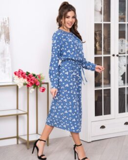Фото вещи ISSA Plus Платье миди (13793_blue) Женское, цвет - Синий, материал - Полиэстер