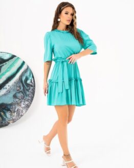 Фото вещи ISSA Plus Платье мини (14044_green) Женское, цвет - Бирюзовый, материал - Хлопок