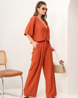Фото вещи ISSA Plus Костюм (14047_terracotta) Женское, цвет - Терракотовый, материал - Лён
