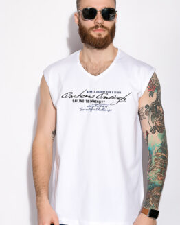 Фото вещи Футболка с надписями 120PTP033 (Бело-синий)(5XL)